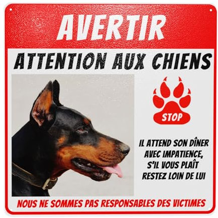 Panneau Attention au Chien personnalisém, pancarte attention au chien, Personnalisez vos photos et votre texte, pour chien portail extérieur résistant à la rouille pour porte de clôture ou portail.