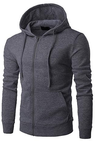 QINQNC Reißverschluss Mens Hoodie Sweatjaacke Herren Lässige, vielseitige, einfarbige, lässige Pullover-Kapuzenjacke für Herren Bartiken Farbe Set Kapuzenullover Partner Hoodie (GY1, M)