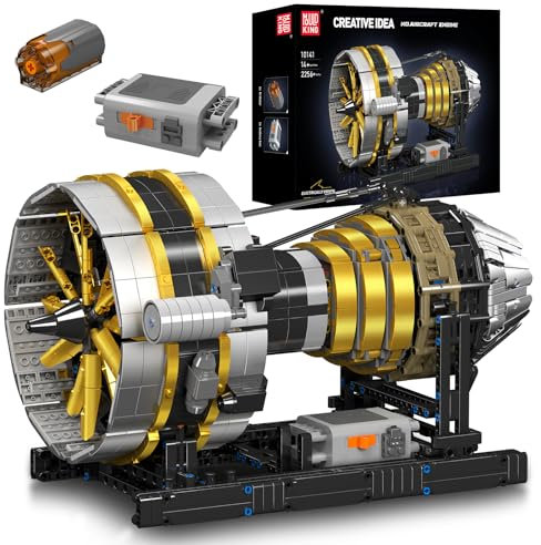 Mould King 10141 MOC Engineering Aircraft Engine Kit - Technology Clamp Blocks, Battery Box, 2256 PCS+ Building Blocks