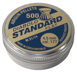 Kovohute Pribram Diabolo Standard - 4,5mm Flach/geriffelt (Kaliber .177), 500 Stück - für Luftpistole/Luftgewehr - für Training und Sportschießen