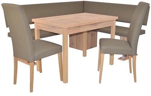 moebel direkt online 4tlg. Eckbankgruppe Schenkelmaß 150x182 cm Eckbank kurzer Schenkel rechts, Taupe