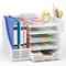 Apritsce Schreibtisch Organizer mit Aktenhalter, 5-stufiger Papier Ablagefächer mit Schublade und Stifthalter, Multifunktionaler Mesh Schreibtisch Akten Organizer für Büro Zuhause