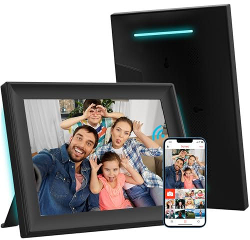 32GB Digitaler Bilderrahmen Mit LED-Licht FRAMEO 10,1 Zoll WiFi, 1280 x 800 HD IPS LCD-Touchscreen Automatische Drehung 32 GB Speicher Teilen Sie Momente Sofort über Die Frameo-App Von überall