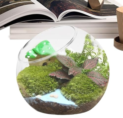 Terrari Con Fioriera - Terrario Di Pesci Rotondo In Vetro Versatile | Vaso Per Terrario Centrotavola Per Esposizione Domestica, Serbatoio Per Porta Piante Ad Aria In Vetro Per Soggiorno, Tavolo Da Pra
