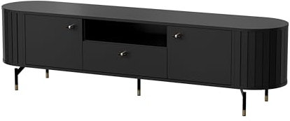 designimpex Design Fernsehtisch Roma DO-5 TV-Möbel Lowboard TV Wohnzimmer Tisch, Farbe:Schwarz