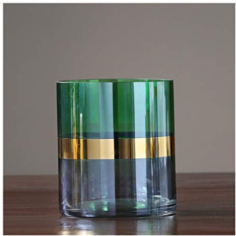 Generic Vase, Gradient Emerald Green Glas Vase Wohnzimmer Couchtisch Büro Desktop Ornament Vase/Grün/19 * 16Cm