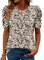 iWoo Womens Summer Tops Short Sleeve T-Shirt Elegant Crew Neck Blouses Gigot Sleeve Black Shirt Dressy Fashion Tshirts Womens Tunic Blouses Shirts Apricot Black Floral L