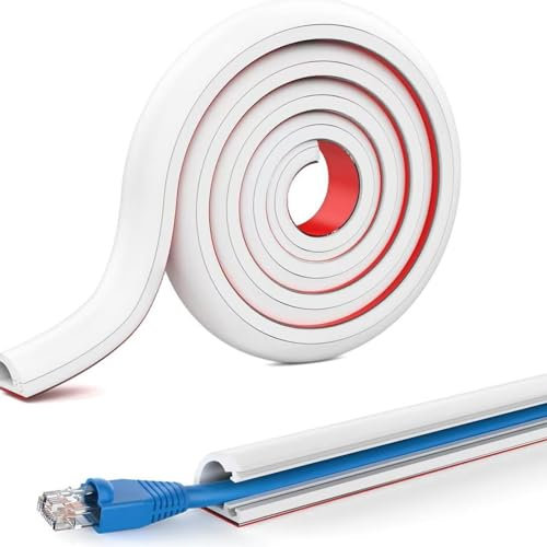 1m D-Shape Wire Hider for Cables,White Electric Cable Cover for Wall,Self Adhesive Cable Trunking for Wires,TV Wire Hider for Home Office