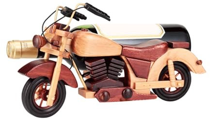 MDLOCJHF Wine Rack Vintage Wooden Motorcycle Wine Bottle Holder Sculpture Creative Solid Wood Motorcycle Statue Wine Rack Tabletop Single Wine Bottle Display Rack for Bar Decor Pantry Bar