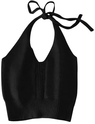 KIDSZJA Caraco sans manches en tricot côtelé pour fille - Col nu - Débardeurs courts unis - Pour le sport, la course à pied et la salle de sport - Séchage rapide - Évacuation de l'humidité