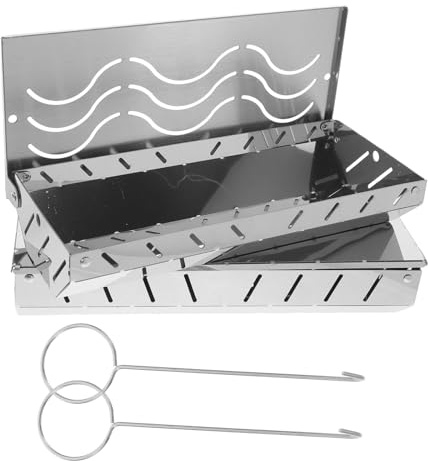 WEKADRIN 2pezzi Scatola Per Affumicatura in Inossidabile Per Barbecue Con e Legno Accessori Per Grigliate Gas