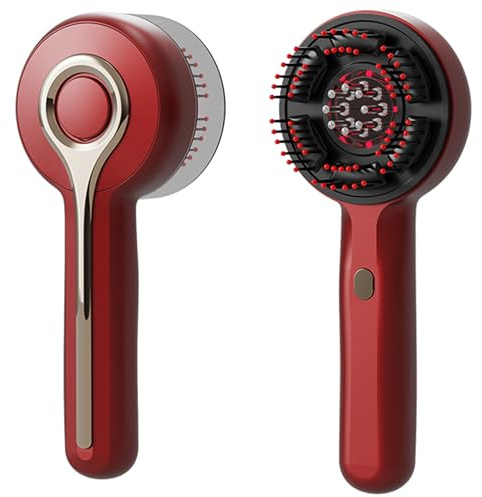 Kopfmassagegerät, 2 in 1 Kopfhaut Massagebürste Elektrisch mit Haaröl-Applikator, Rotlicht Kopfmassage Bürste Elektrisch, 3 Modi zur Massage und Kopfhautpflege(Rot)