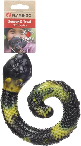 Flamingo Hundespielzeug – Sneaky Schlange Gelb/Schwarz – TPR, befüllbar, Quietscher – Länge 17 cm