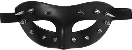 Cupimatch Schwarze Punk Augenmaske mit Spikes & Nieten: Leichte Halbgesichts-Maske mit verstellbarem Band für Halloween Karneval Cosplay Steampunk Party Herren