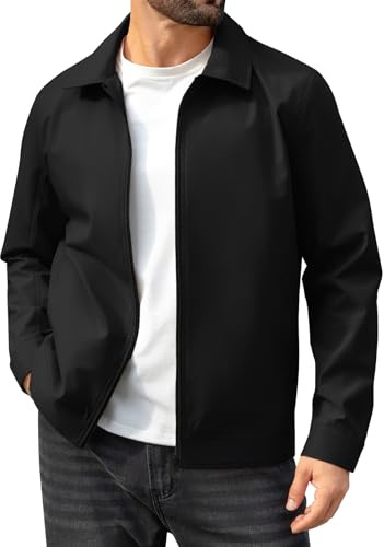 Voqeen Cazadora Hombre Entretiempo Chaquetas Casual Ligeras Repelentes al Agua Primavera Verano Chaqueta Bomber Cortavientos Informal Con Cuello y Cremallera Completa Abrigo de Golf Para Exteriores