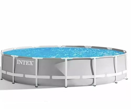 INTEX 10754 Poolabdeckung für Ultra Frame Pool 488 x 122 cm Robuste Abdeckplane mit Spannseil & Entwässerungslöchern – Original Intex Pool Cover für Rundpool