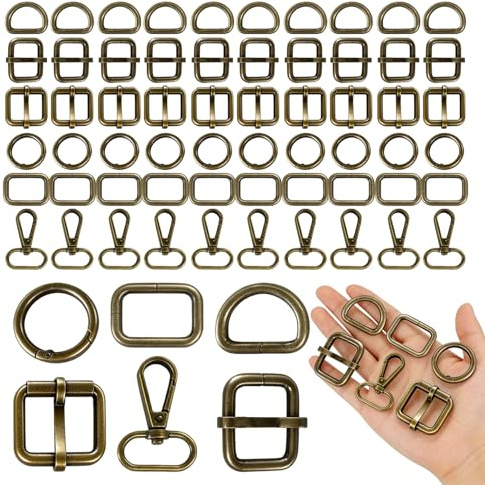 60 Karabiner Schlüsselanhänger Set Schnallen und Verschlüsse | Retro-Bronze 6 Verschiedene Karabinerhaken Klein wie D Ring für DIY oder Reparaturen Gürteln Schlüsselanhängern Hundehalsband
