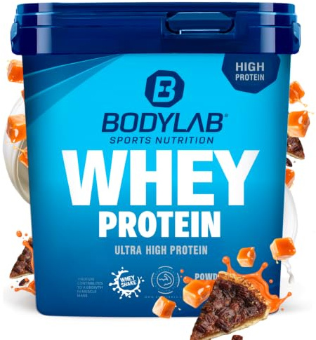 Bodylab24 Whey Protein Pulver, Pecan Pie Caramel, 1kg | Bis zu 24 g Protein pro Portion, hochwertiges Molkenprotein, perfekt löslich, ideal für Protein Shakes rund ums Training