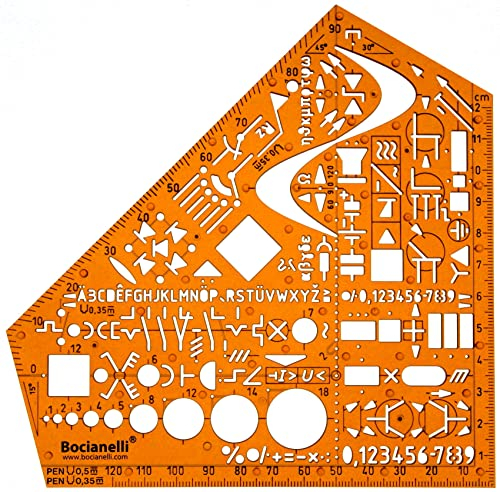 Elektro Schablone für Technisches Zeichnen - Zeichenschablone Elektrotechnik - Elektriker Schablone - Elektroniker Schablone - Zeichenwinkel Elektrotechnik - Elektroinstallation Schablonen