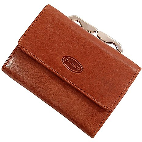 GoBago Bügelbörse Damen Leder Portemonnaie Geldbeutel Knipser 10,5 x 7,5 cm (Braun)