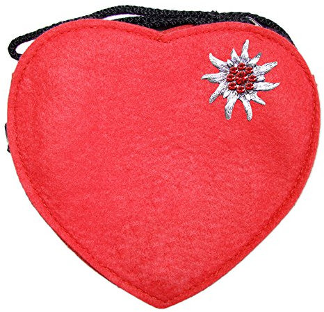 Herz Trachtentasche mit Edelweiß Rot