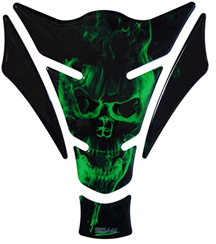 BIKE-label Tankpad 3D Ghost Green Skull Motif Flames Green universale per serbatoi moto 500157