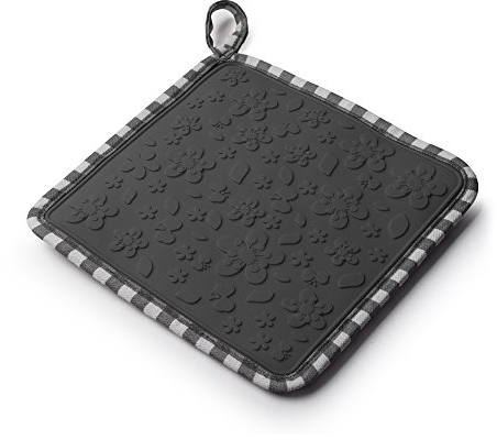 Zeal Silicone Square Trivet Mat & Hot Pot Holder Gingham Dark Grey (20cm/8”), V107T