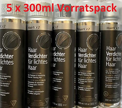 Gimme five!! 5 x Hairfor2 Haarverdichtungsspray 300ml (mittelbraun)