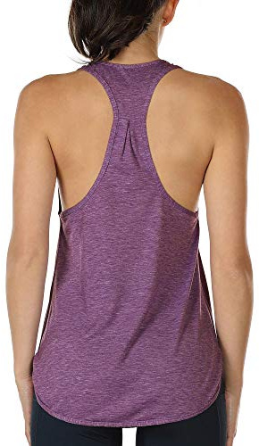 icyzone Workout Tank Tops for Women - Athletic Yoga Tops, Racerback Running Tank Top (L, Grape)
