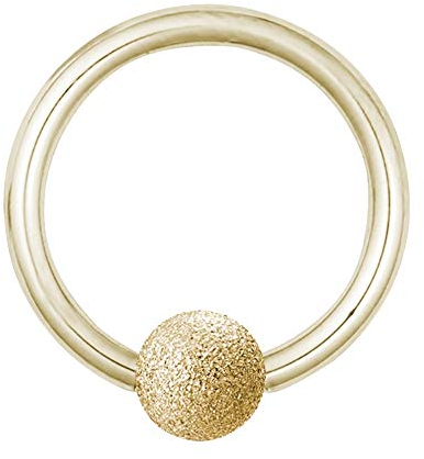 Treuheld | KLEMMKUGEL-RING in GOLD - Diamant-Optik MATT - 12 Größen - BCR Piercing (Ball Closure Ring) - Klemm-Ring mit matter (sand-gestahlter) Kugel - Edel-Stahl [02.] - 1.2 x 8 mm (Kugel: 3mm)
