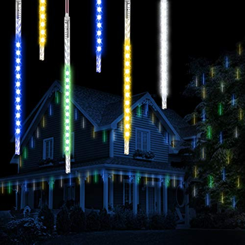 Vikdio Weihnachtsbeleuchtung Outdoor, Meteor Duschen Lichter 50cm 10 Spiralröhren 540 LEDs 3.15m Lit Länge, Wasserdichte Schneefall Lichter für Outdoor Weihnachtsdekoration Baum Fenster (Mehrfarbig)