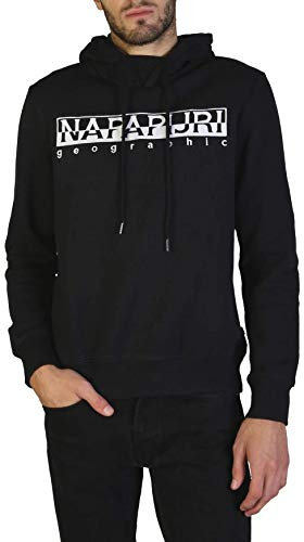 NAPAPIJRI Uomo Felpa con Cappuccio berbero in Pile di Cotone Nero S