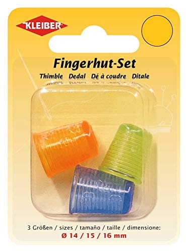 Kleiber 70010 Fingerhut-Set, Kunststoff, blau/grün/orange, Ø 14 mm, 15 mm, 16 mm