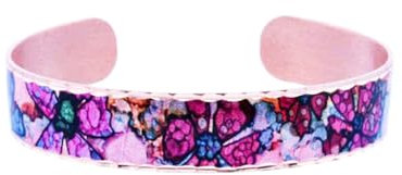 Lynn Bean Armband für Damen und Mädchen, Kupferschmuck, violette Blume, Kunst, Alaska Vergissmeinnicht