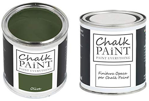 CHALK PAINT EVERYTHING Oliva & FINITURA - Kit Pronto Vernicia e Proteggi (250 ml + 250 ml)