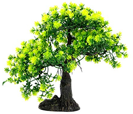 POPETPOP Fish Tank Decor Bonsai Tree - Artificial Pine Tree Plastic Plant Decor for Aquarium Bonsai Ornament Green Craft Landscape Tree