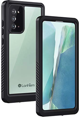Lanhiem Hülle kompatibel mit Samsung Galaxy Note 20, IP68 Wasserdicht Handyhülle 360 Grad Schutzhülle, Stoßfest Staubdicht Outdoor Panzerhülle mit Eingebautem Displayschutz, Schwarz