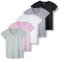 Real Essentials - Paquete de 5 camisetas deportivas de manga corta con cuello en V para mujer, camiseta de yoga que absorbe la humedad (disponible en tallas grandes), set 9, XXL