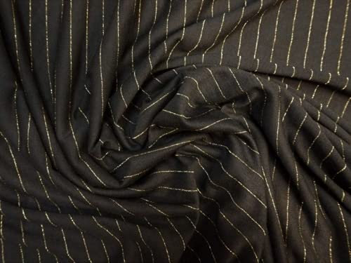 Lady McElroy Lurex Viskose-Jersey-Strickstoff, Schwarz & Gold, Meterware