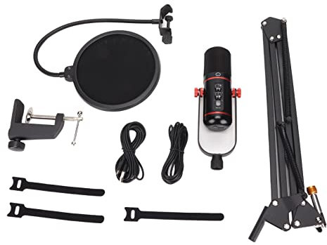Shanrya Gaming Microphone, Streaming Microphone Kit Accurate Radio Multi Purpose for Webcast for Game for Podcast