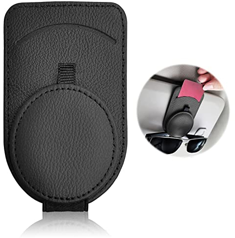 Leder Brillenhalter für Auto,Auto Brillenhalter,Ticket Karten Clip Brillen Halterung ,Auto Brillenhalter Universal,Brillen Halterung für Auto,Sonnenblende Brillenetui,Geschenke für Freunde Familie