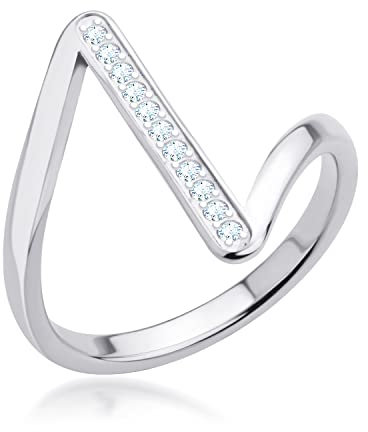 555Jewelry Eleganter Zickzack-Ring aus Edelstahl für Damen und Damen, Zickzack-Zack-Design, Größe L 1/2, O, Q, S, Edelstahl, Zirkonia
