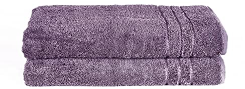 Komfortec 2er Saunatuch Set 80x200 cm aus 100% Baumwolle, XXL-Saunatücher, Sauna Handtuch, Weich, Groß, Frottee, Schnelltrocknend, Violett