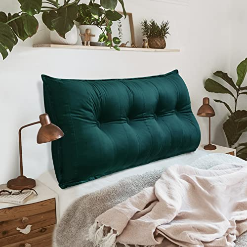Johnear Rückenkissen für Sofa Rückenlehne Bett Lesekissen, Samt Bücherkissen Großes Lendenkissen Kopfteil Bett Kopfkissen Wandkissen Beinkissen (Blau-Grün,120x8x50cm)