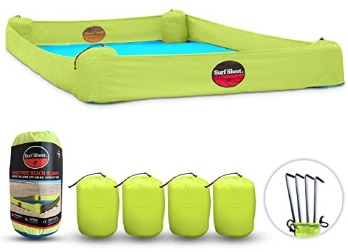 Surf Sheet Sanddichte Stranddecke – Übergroße Picknickdecke für den Außenbereich für Strände und Camping – tragbare Familien-Stranddecke, wasserdicht, sanddicht für Parks, Reisen, Urlaub (Gelb)