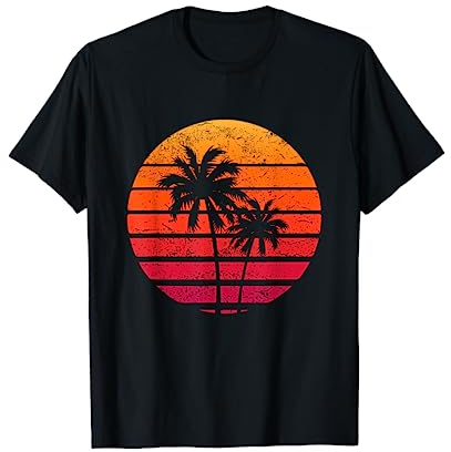 Vintage Strand Urlaub Retro Sonnenuntergang Palmen T-Shirt