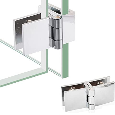 2er Set Glas Scharnier 180 Grad | Dusche Tür Scharnier Halter | 5-8mm Glastür Beschlag | Glastür Klemme [ohne Bohren] - Glas zu Glas Verbindung für Vitrinen, Glastüren, Aquariumdeckel, Acrylscheibe