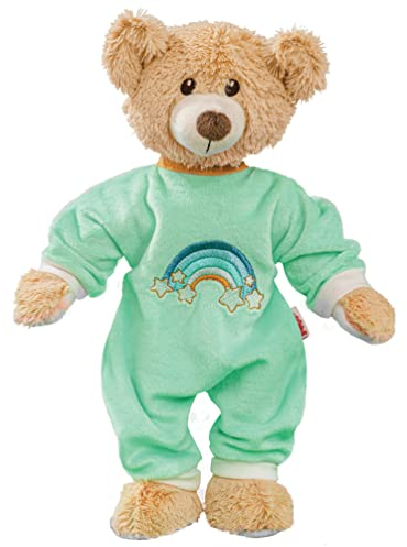Heless 858 - Kuscheltier Teddy Dreamy mit mintfarbenem Softvelours-Strampler, ca. 42 cm großer Teddybär zum An- und Ausziehen, Liebhaben und als Spielgefährte