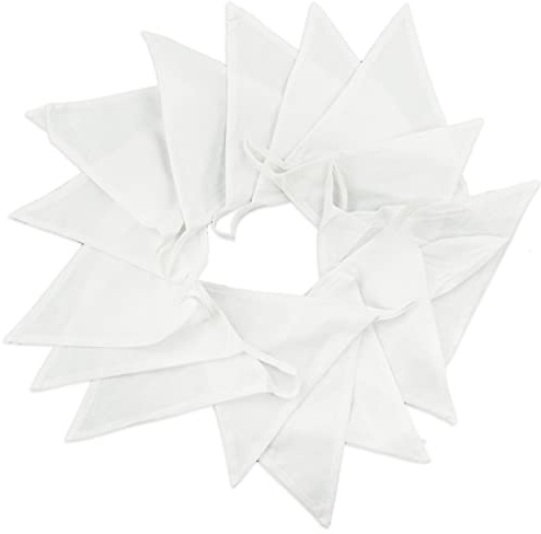 36 große weiße Stoff-Wimpelkette, zweilagig, 10 m, dreieckig, 17 x 19 cm, doppelseitige Baumwoll-Wimpel für Hochzeit, Geburtstag, Partys, Zeremonien, Schlafzimmer