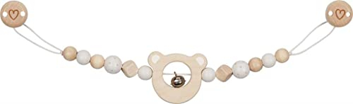 goki 65213 - Kinderwagenkette Bärenkopf mit Clips aus Holz - handgefertigt, Made in Germany